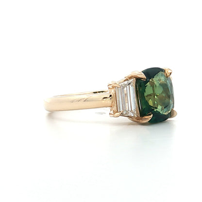 2.52 Sapphire & Diamond Three Stone Engagement Ring 14k