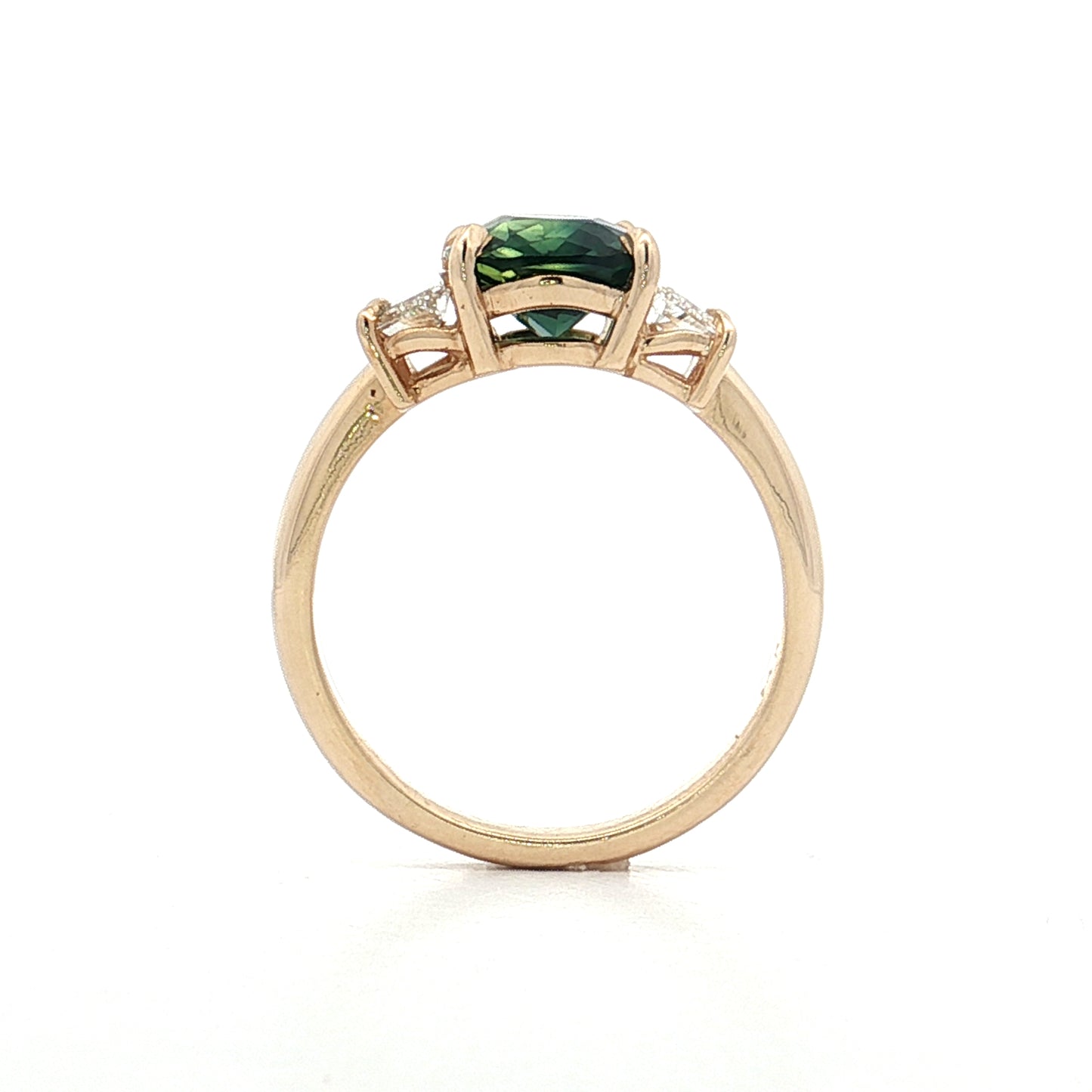 2.52 Sapphire & Diamond Three Stone Engagement Ring 14k