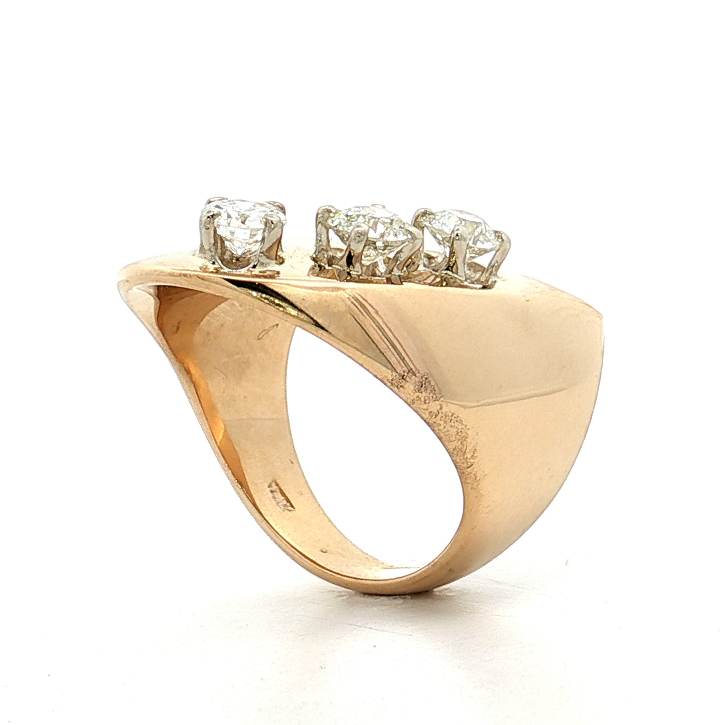 .86 Diamond Three Stone Cocktail Ring 14k Yellow Gold