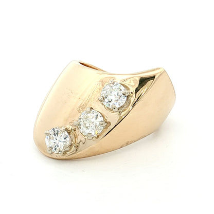 .86 Diamond Three Stone Cocktail Ring 14k Yellow Gold