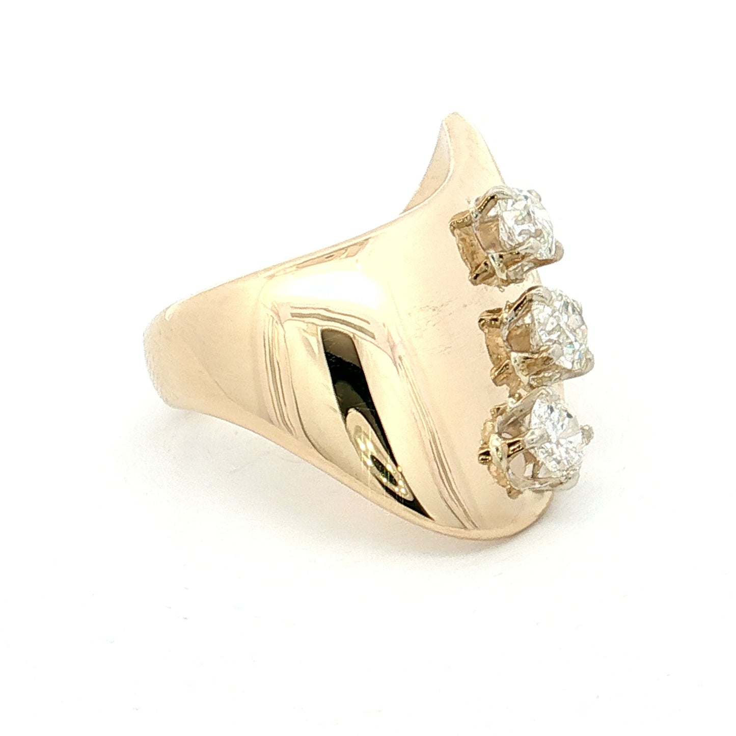 .86 Diamond Three Stone Cocktail Ring 14k Yellow Gold