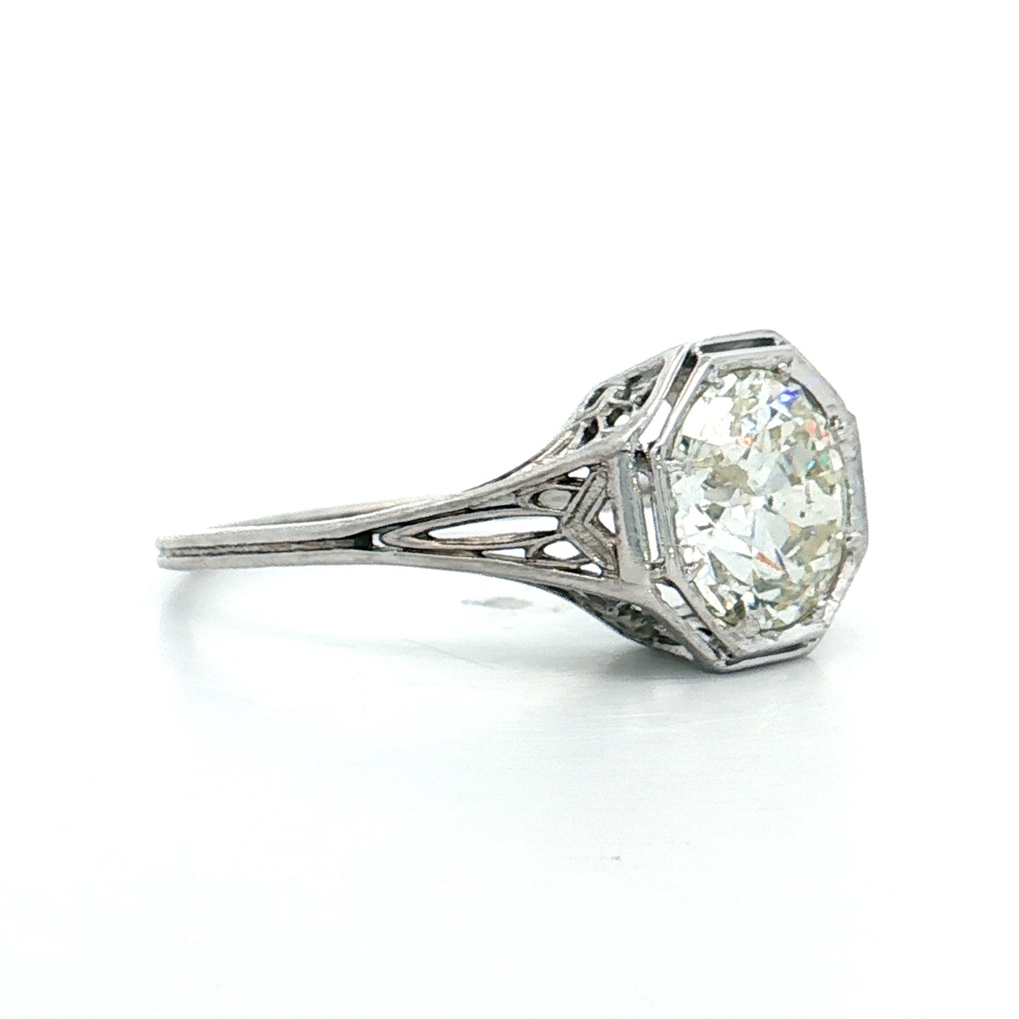1.99 Antique Art Deco Diamond Engagement Ring Platinum