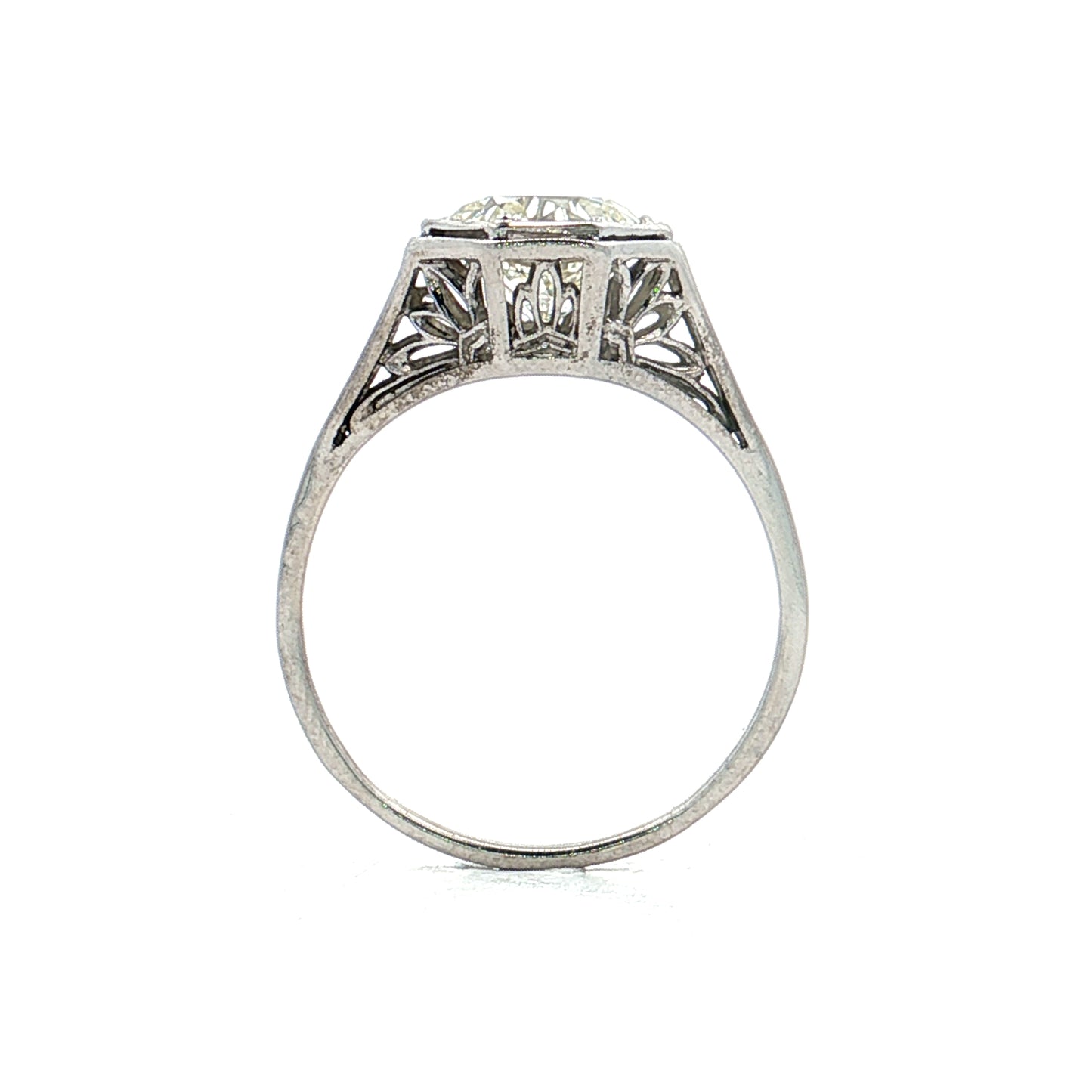 1.99 Antique Art Deco Diamond Engagement Ring Platinum