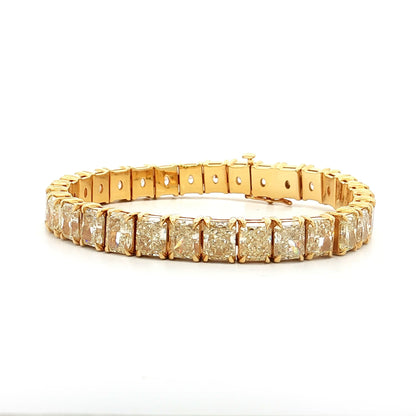 32.63 Radiant Diamond Tennis Bracelet 18k Yellow Gold