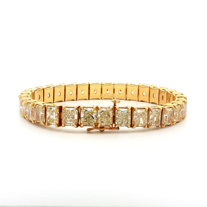 32.63 Radiant Diamond Tennis Bracelet 18k Yellow Gold