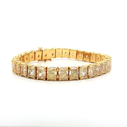 32.63 Radiant Diamond Tennis Bracelet 18k Yellow Gold