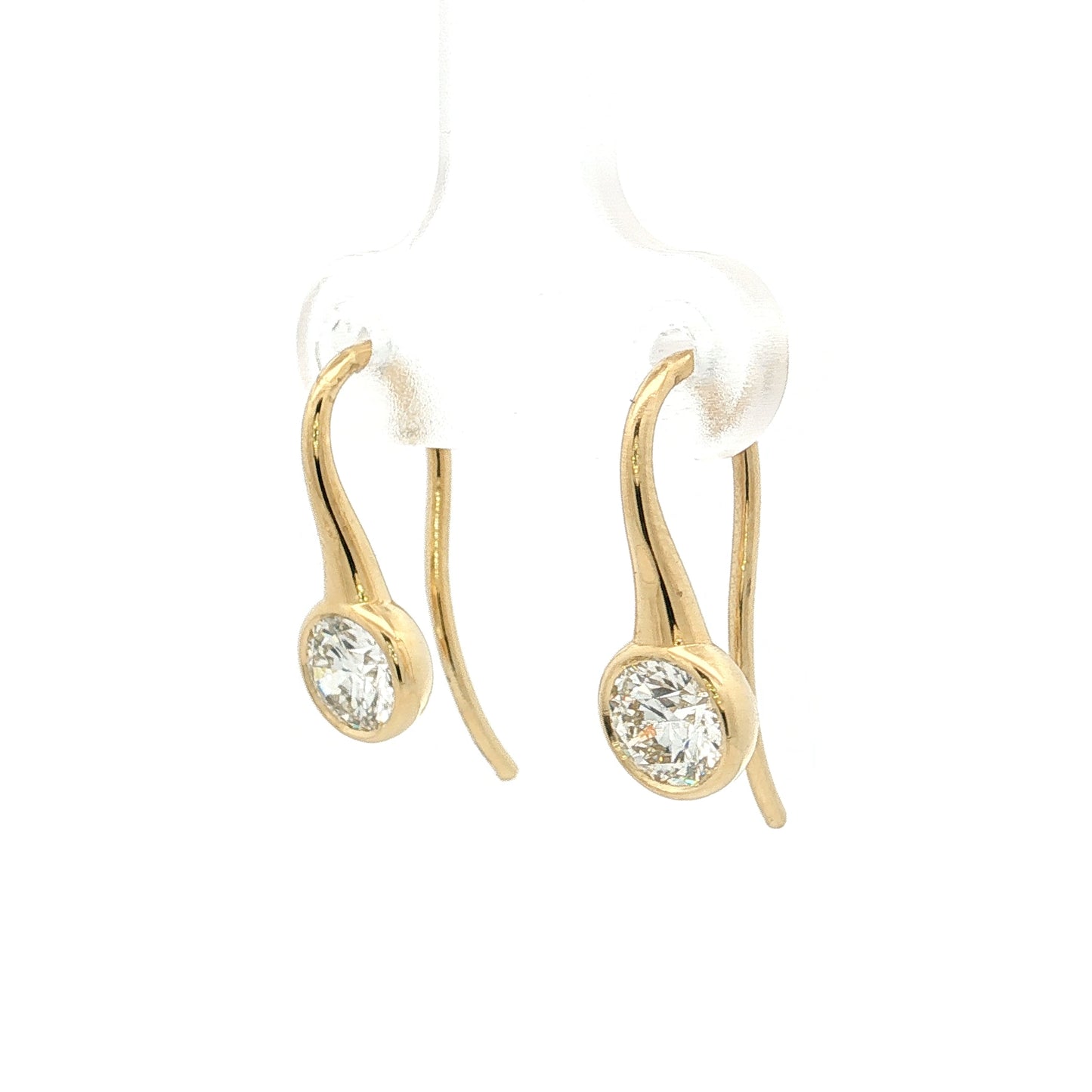 1.01 Bezel Diamond Drop Earrings 18k Yellow Gold