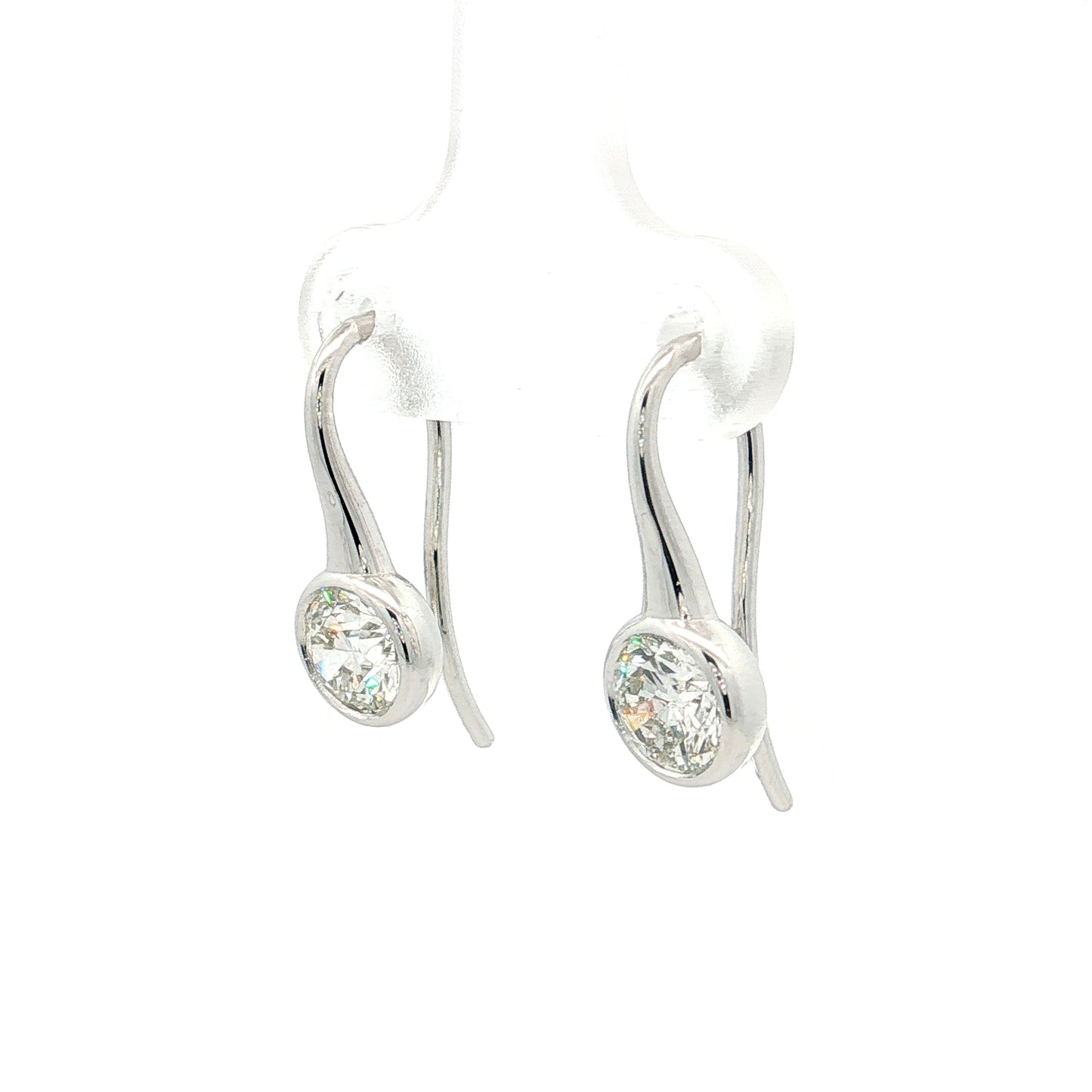 1.40 Bezel Diamond Drop Earrings 18k White Gold