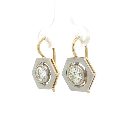 2.00 Transitional Diamond Drop Earrings Platinum & 18k