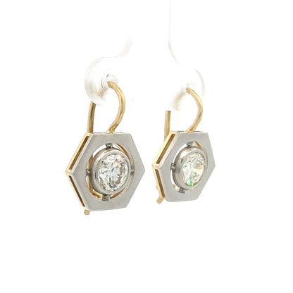 2.00 Transitional Diamond Drop Earrings Platinum & 18k