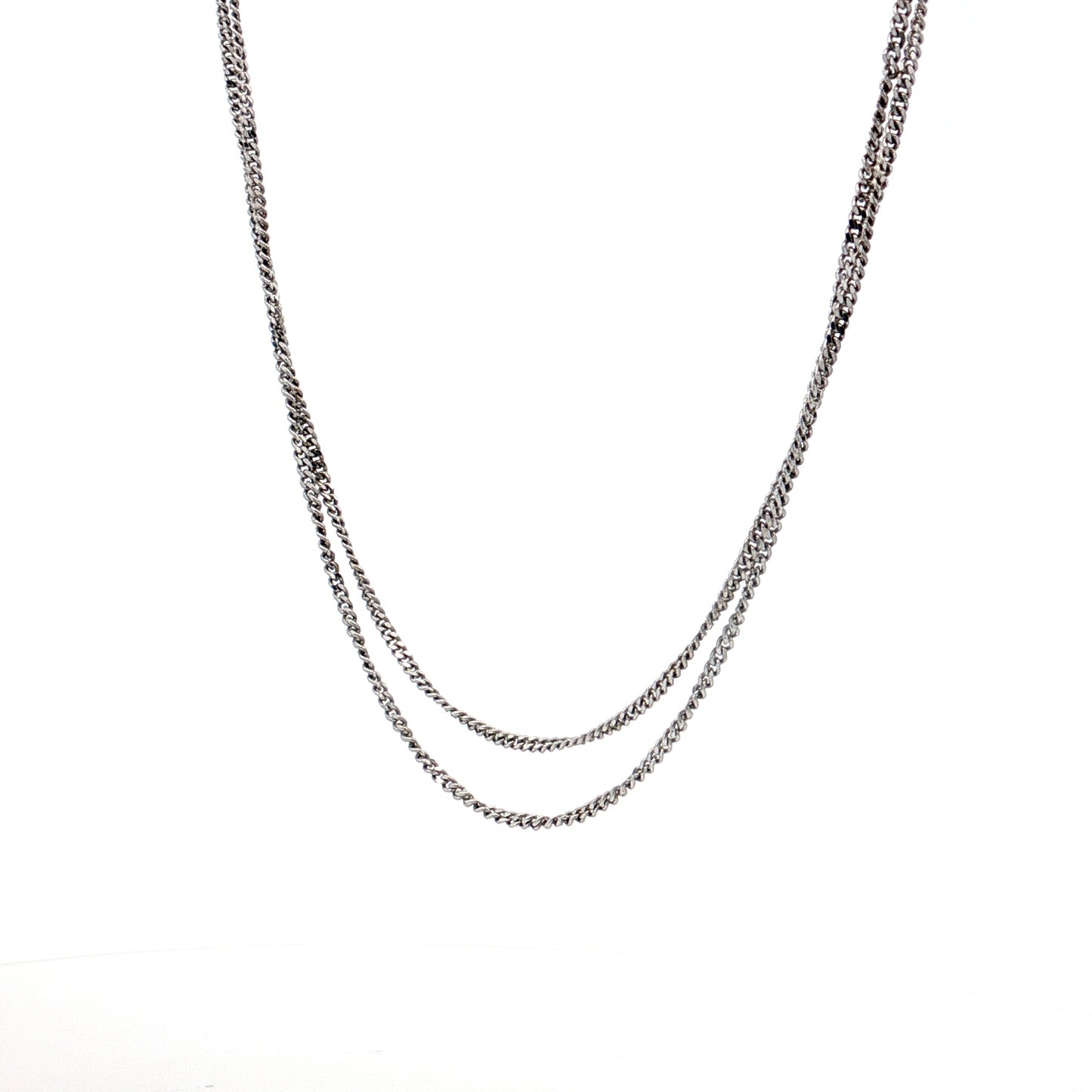 Alfieri St John Double Chain Necklace 18k White Gold