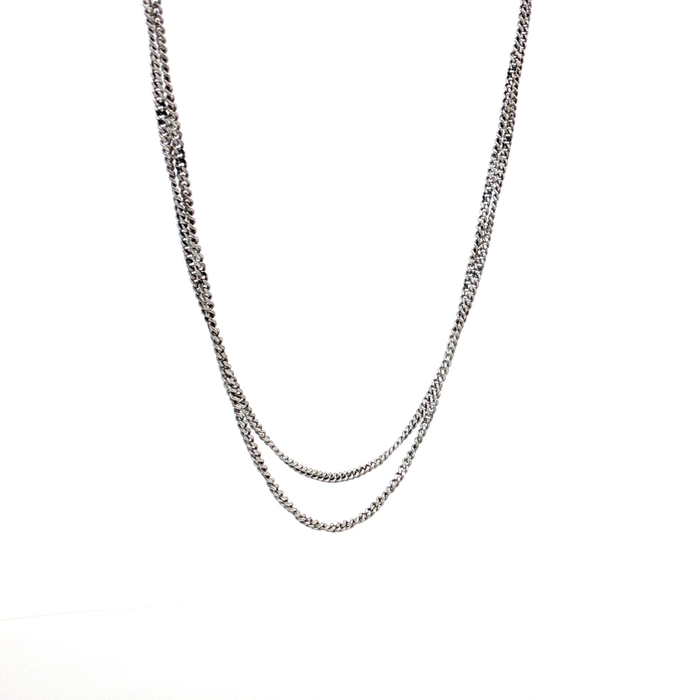 Alfieri St John Double Chain Necklace 18k White Gold