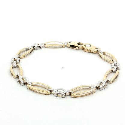 Elongated Oval Link Chain Bracelet 14k Two-Tone Gold