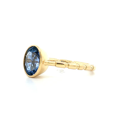1.81 Oval Blue Sapphire Engagement Ring 18k Yellow Gold