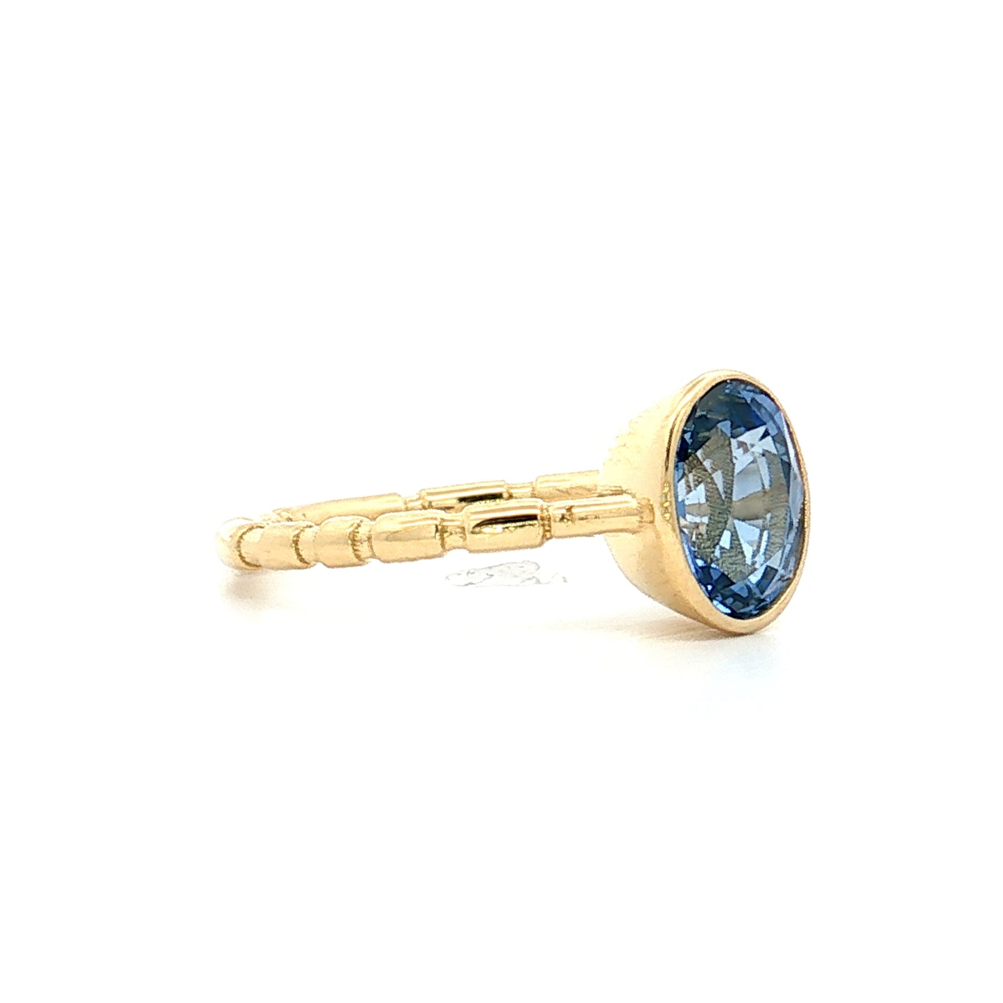 1.81 Oval Blue Sapphire Engagement Ring 18k Yellow Gold