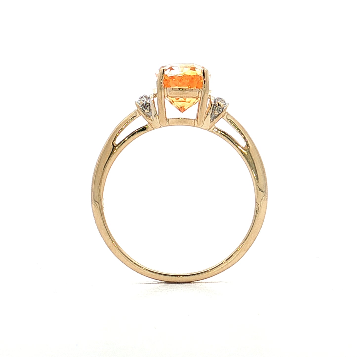 3.18 Oval Orange Sapphire Engagement Ring Two-Tone 14k