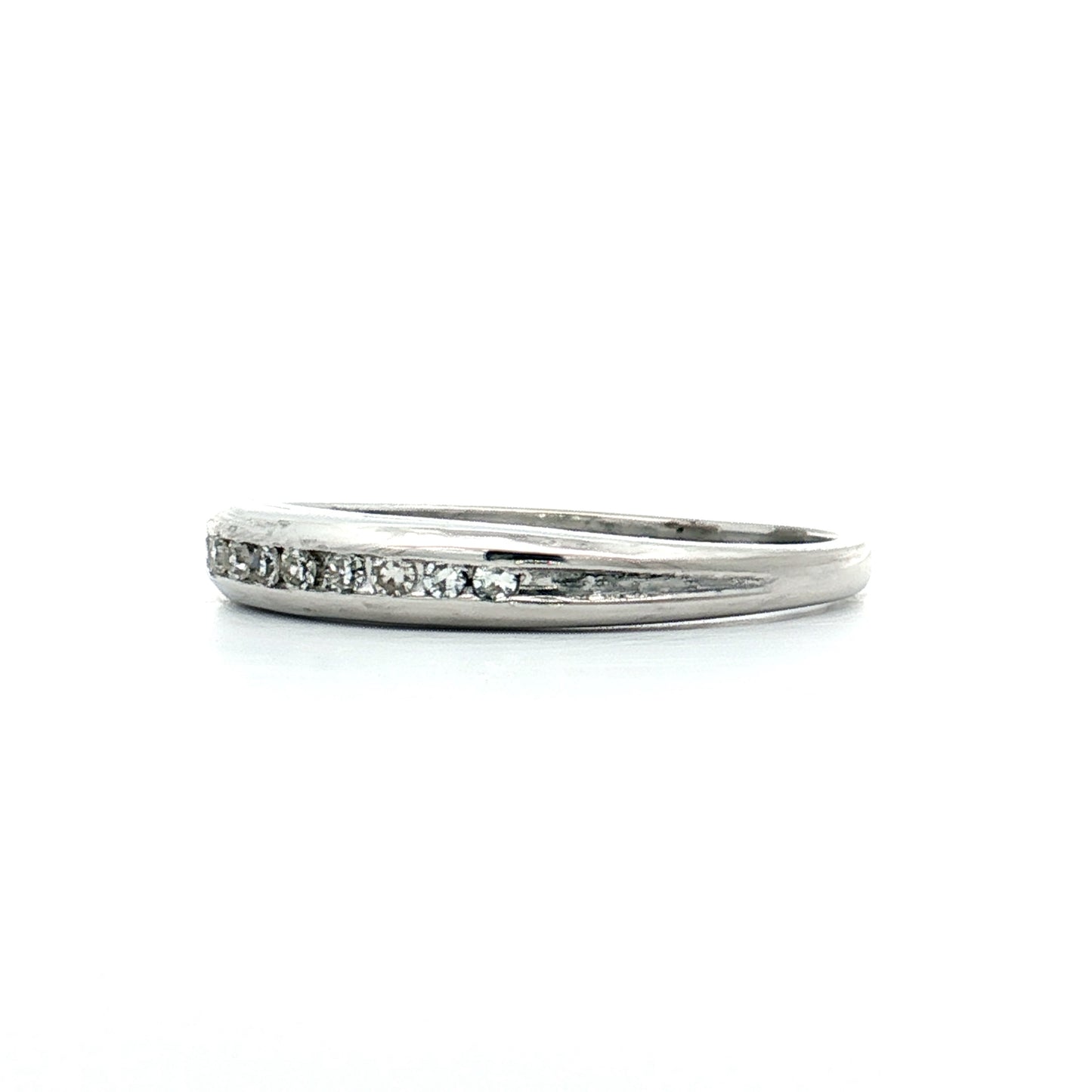 .11 Vintage Diamond Wedding Band 14k White Gold