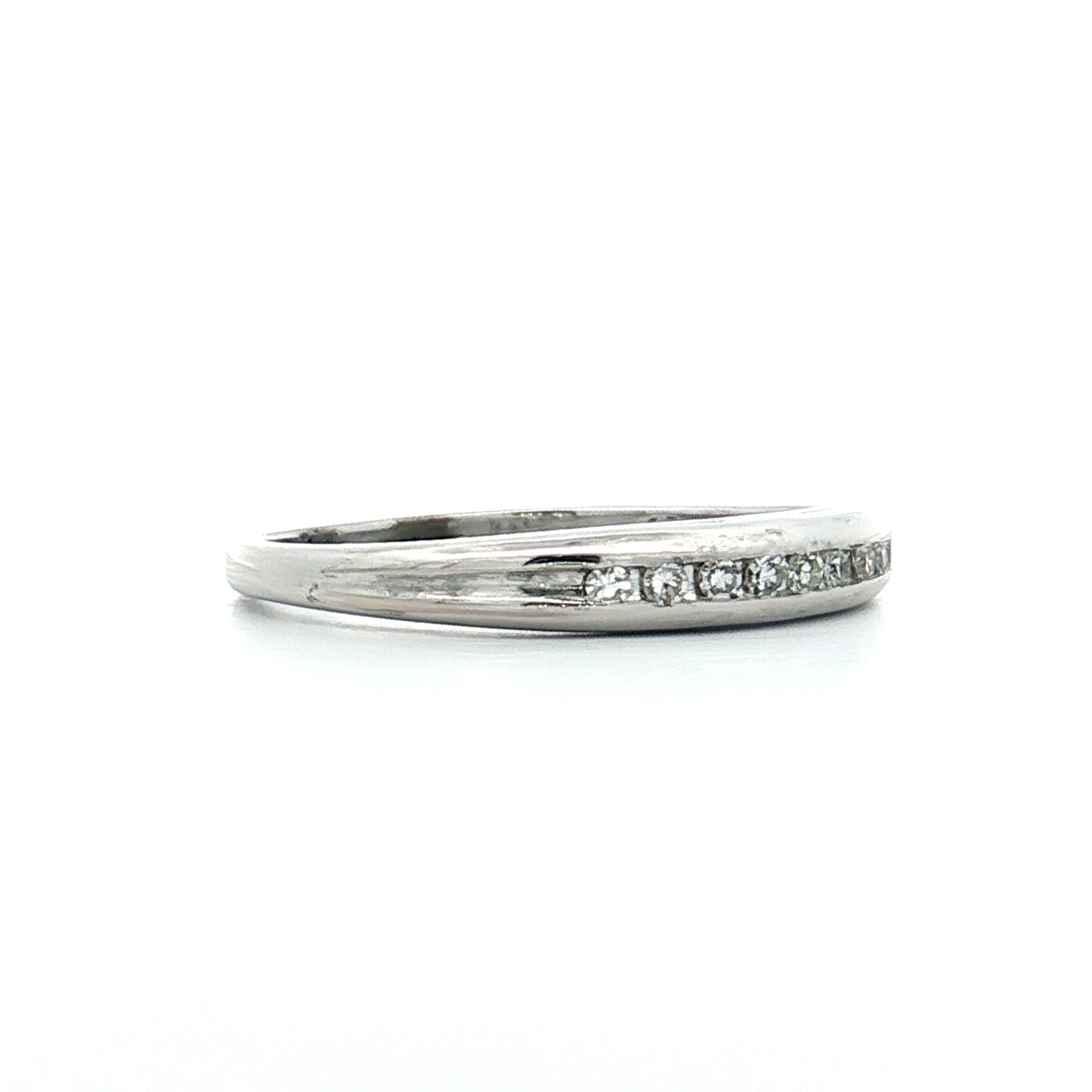 .11 Vintage Diamond Wedding Band 14k White Gold