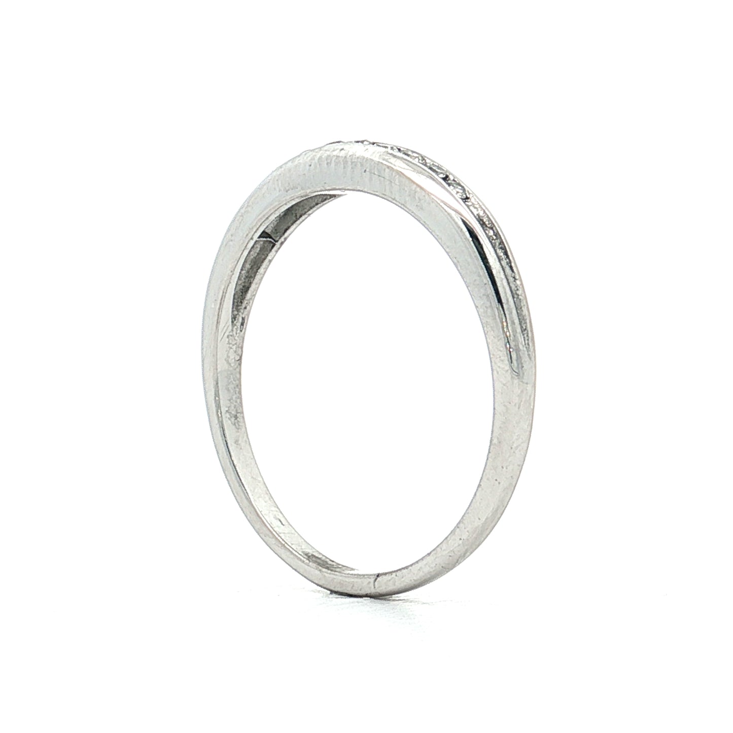 .11 Vintage Diamond Wedding Band 14k White Gold