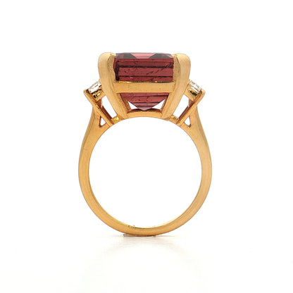 14.40 Emerald Cut Pink Tourmaline Cocktail Ring 18k
