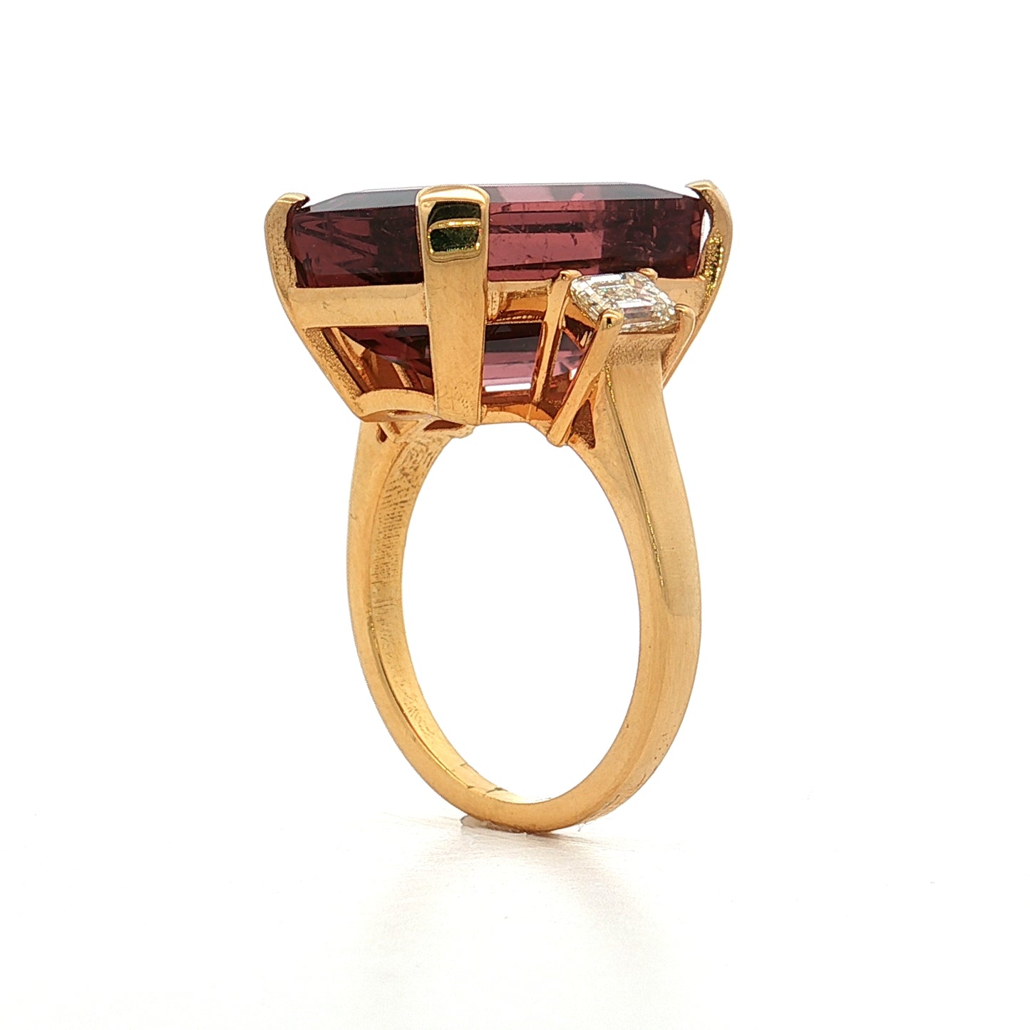 14.40 Emerald Cut Pink Tourmaline Cocktail Ring 18k