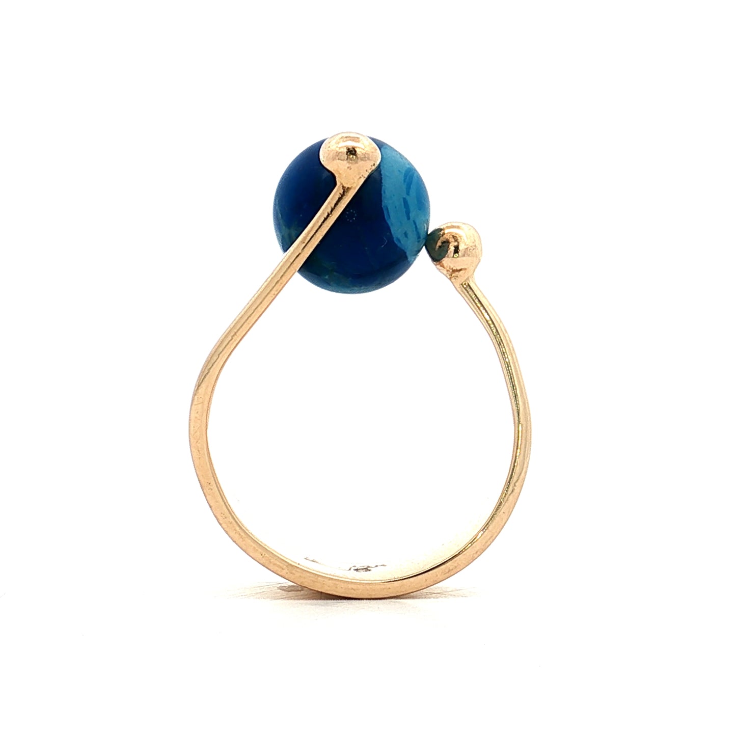 Cabochon Cut Lapis Lazuli Cocktail Ring 14k Yellow Gold
