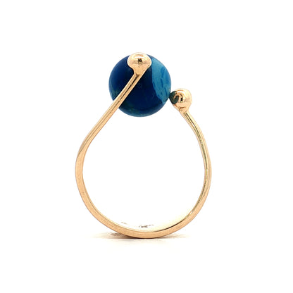 Cabochon Cut Lapis Lazuli Cocktail Ring 14k Yellow Gold