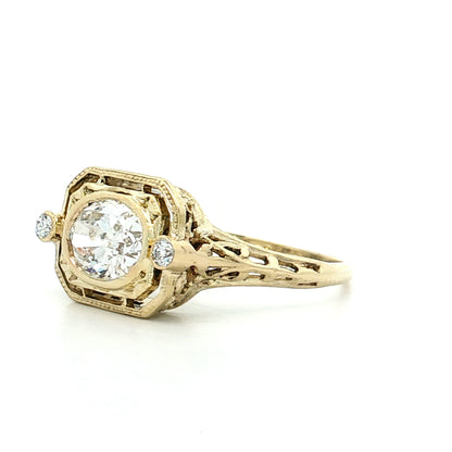 1.00 Art Nouveau Diamond Engagement Ring 14k