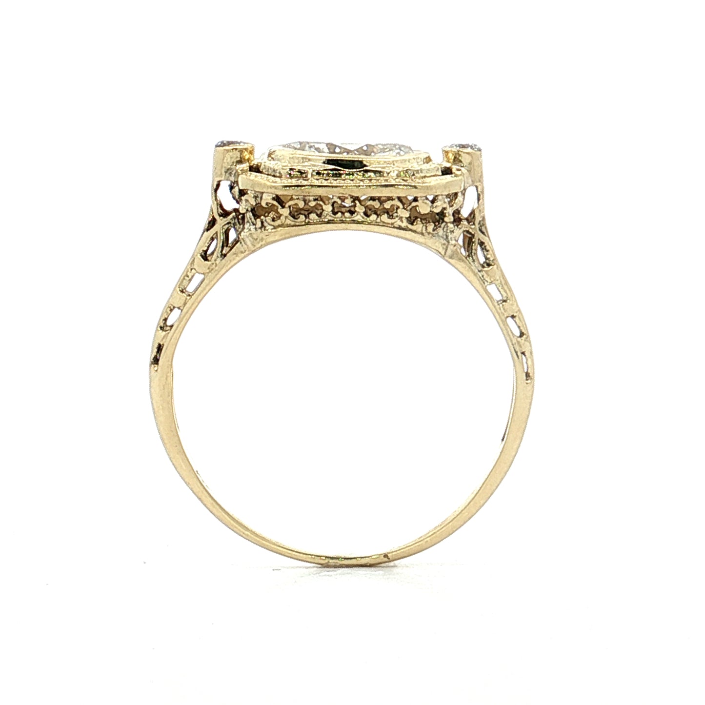 1.00 Art Nouveau Diamond Engagement Ring 14k
