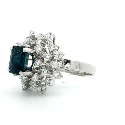 2.53 Blue Sapphire & Diamond Cocktail Ring 10k White Gold