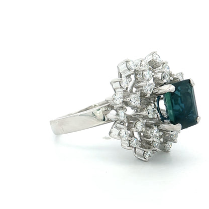 2.53 Blue Sapphire & Diamond Cocktail Ring 10k White Gold