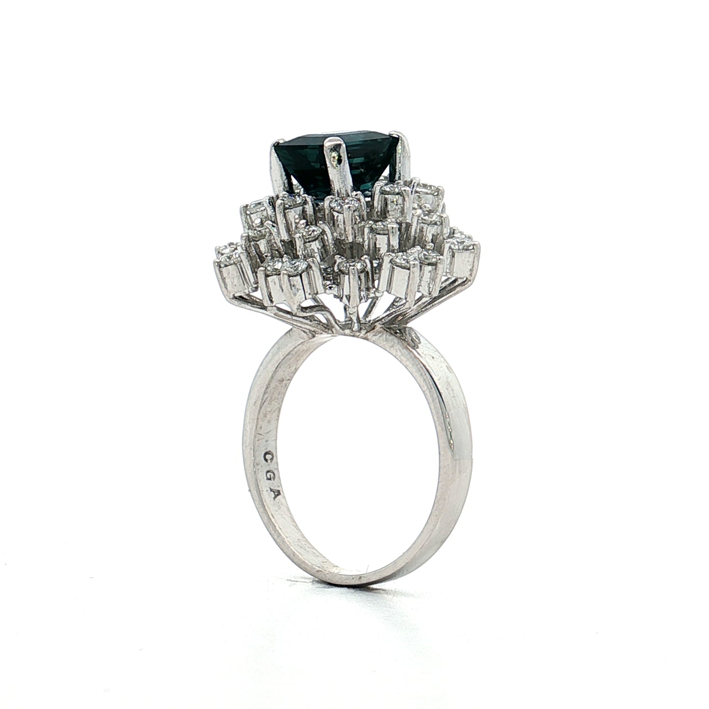 2.53 Blue Sapphire & Diamond Cocktail Ring 10k White Gold