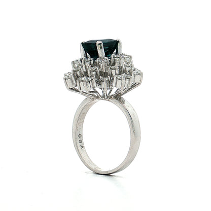 2.53 Blue Sapphire & Diamond Cocktail Ring 10k White Gold