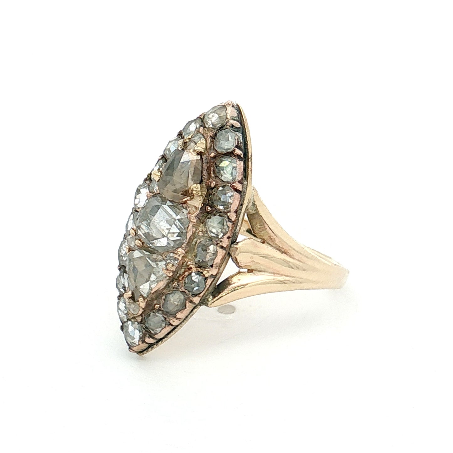 1.15 Victorian Grey Diamond Navette Ring 10k