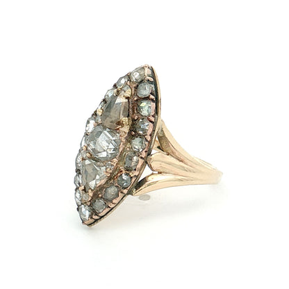 1.15 Victorian Grey Diamond Navette Ring 10k
