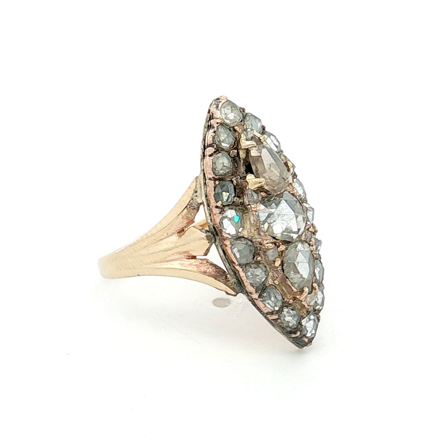 1.15 Victorian Grey Diamond Navette Ring 10k
