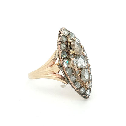 1.15 Victorian Grey Diamond Navette Ring 10k