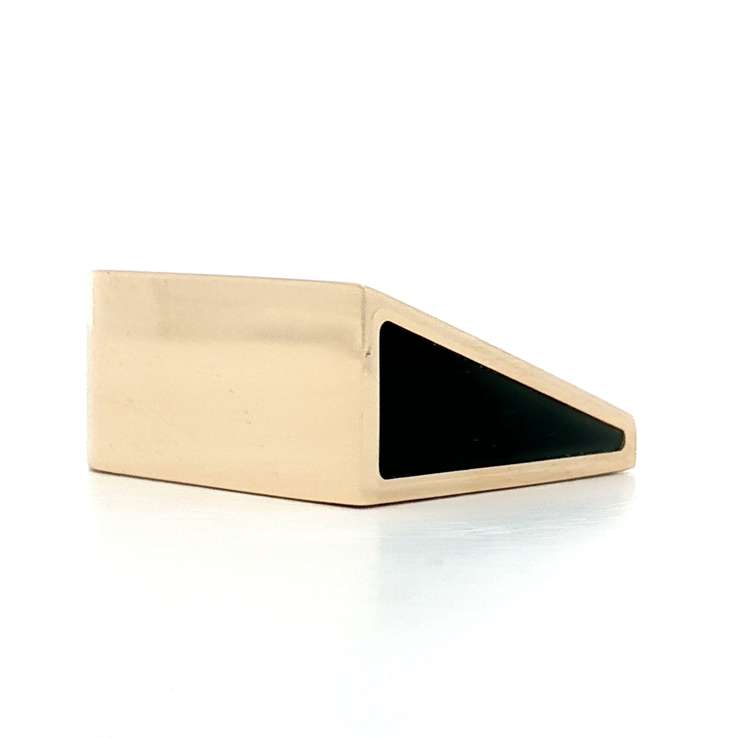 Black Onyx Triangle Cocktail Ring 14k Yellow Gold