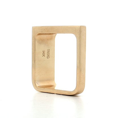 Black Onyx Triangle Cocktail Ring 14k Yellow Gold