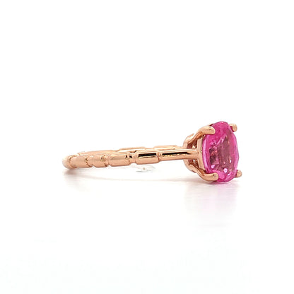 1.25 Oval Pink Sapphire Solitaire Ring 18k Rose Gold