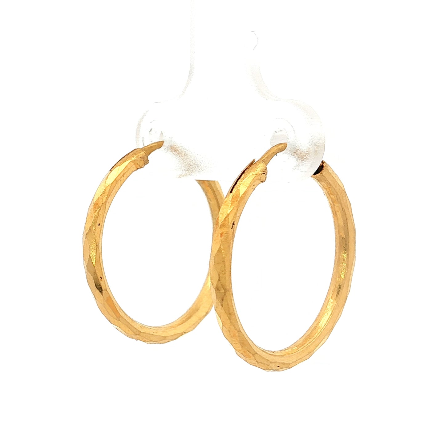 Diamond Cut Pattern Hoop Earrings 18k Yellow Gold