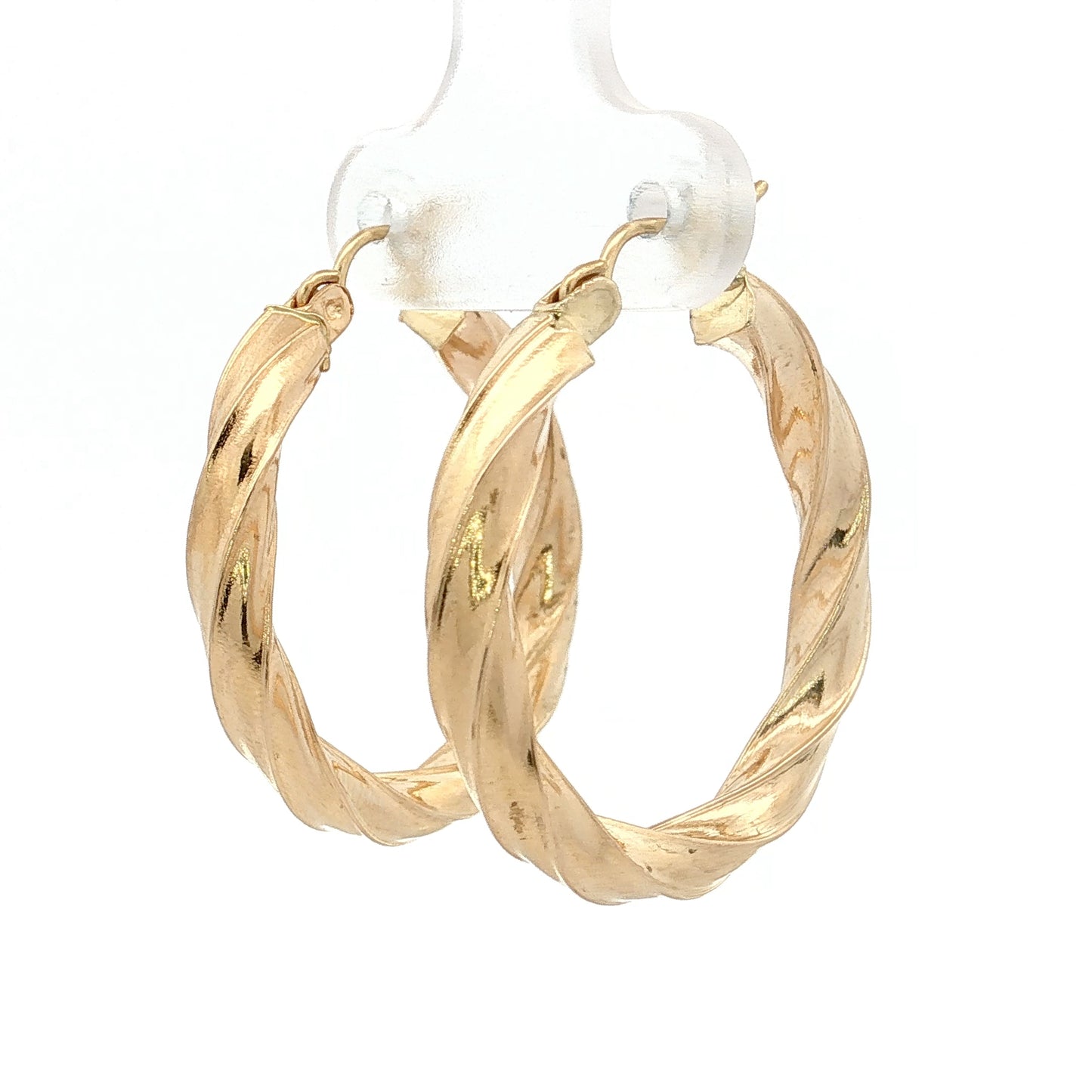 Twisted Spiral Hoop Earrings 14k Yellow Gold