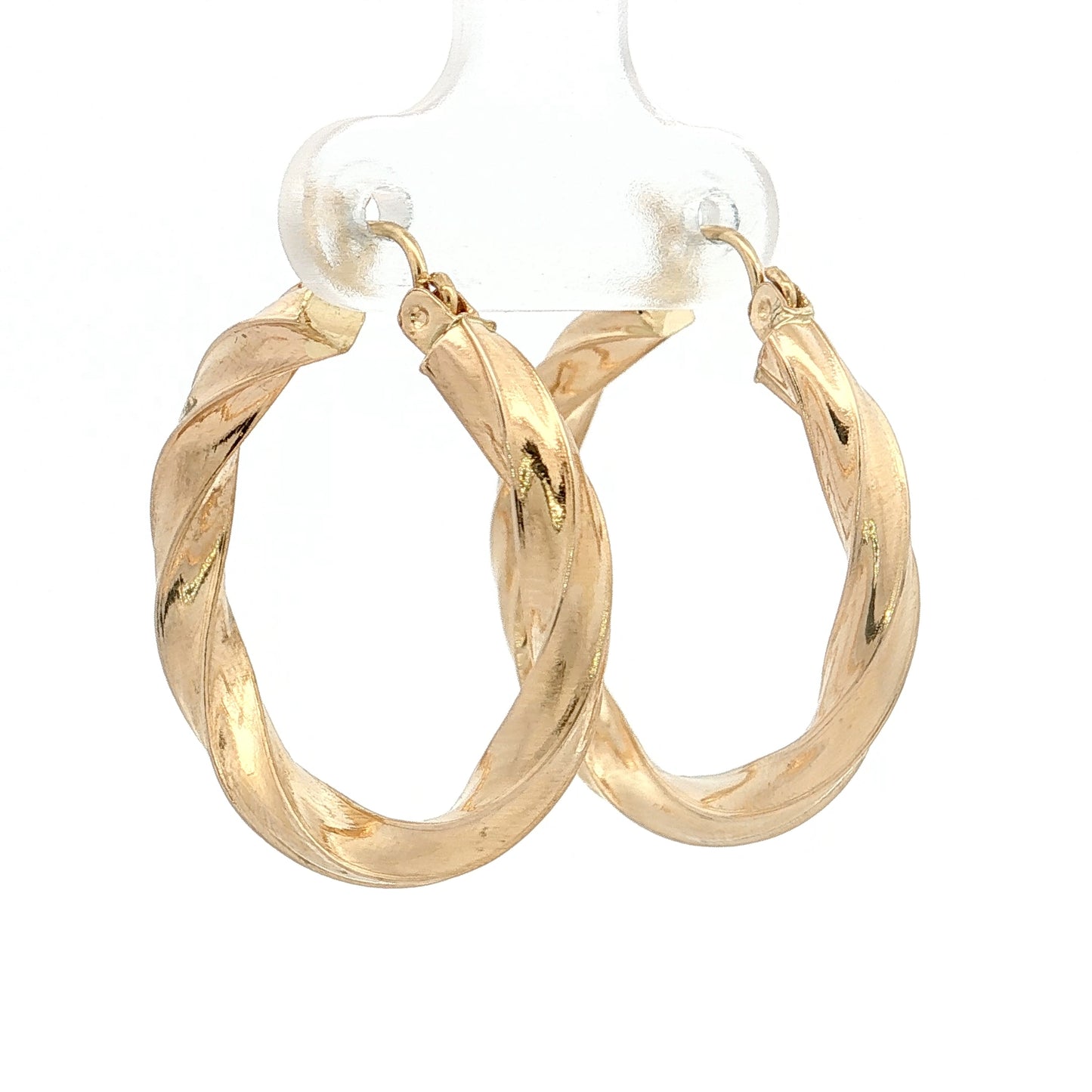 Twisted Spiral Hoop Earrings 14k Yellow Gold