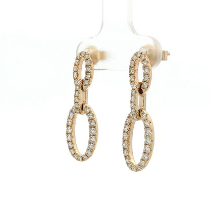 .97 Diamond Oval Link Drop Earrings 14k Yellow Gold