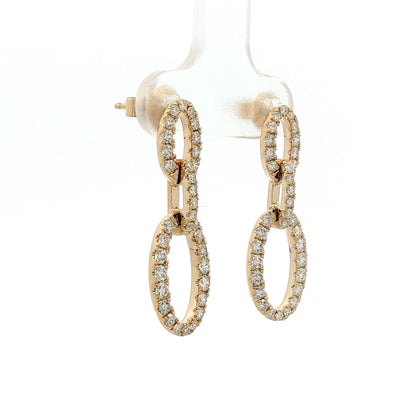 .97 Diamond Oval Link Drop Earrings 14k Yellow Gold