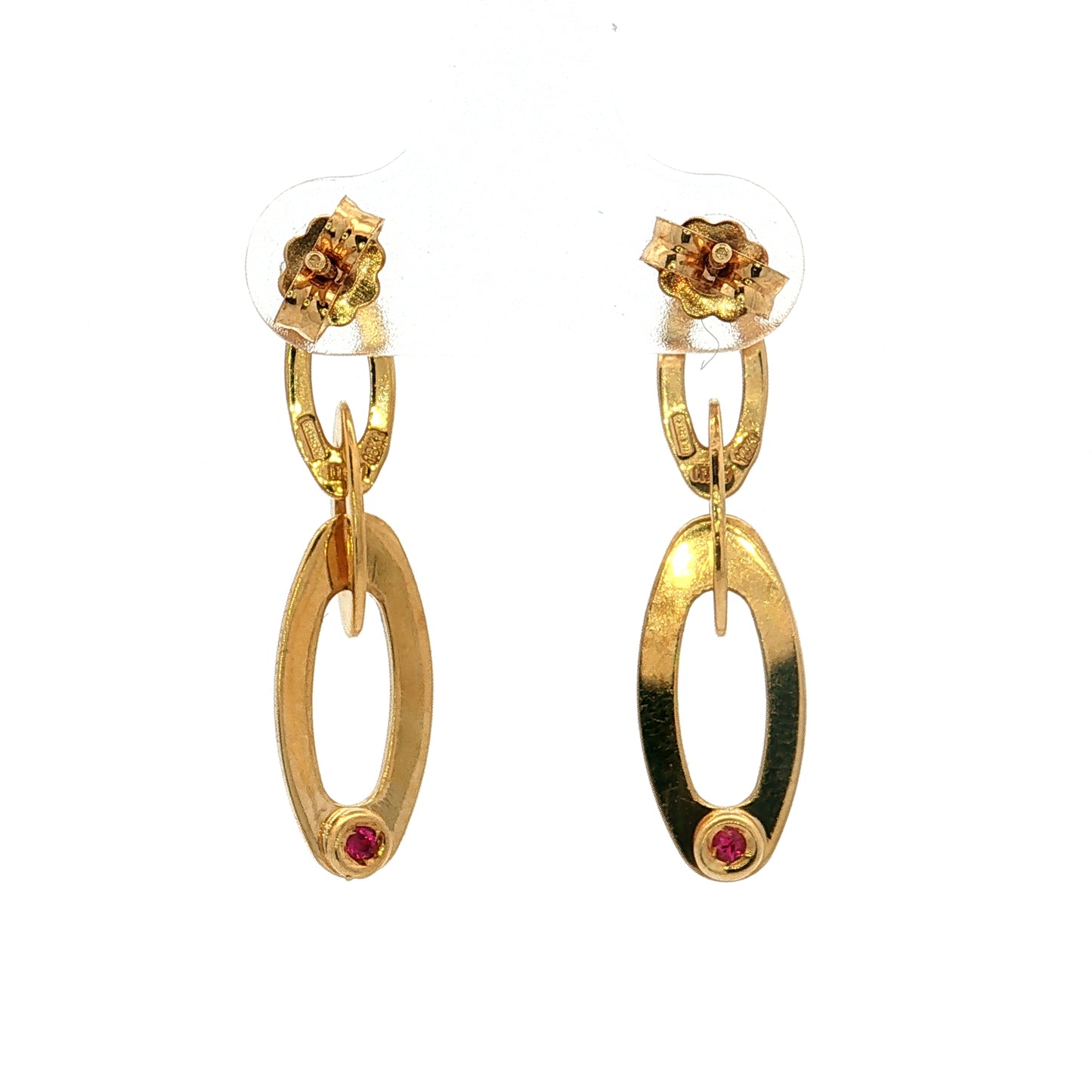 .06 Hidden Ruby Drop Earrings 18k Yellow Gold