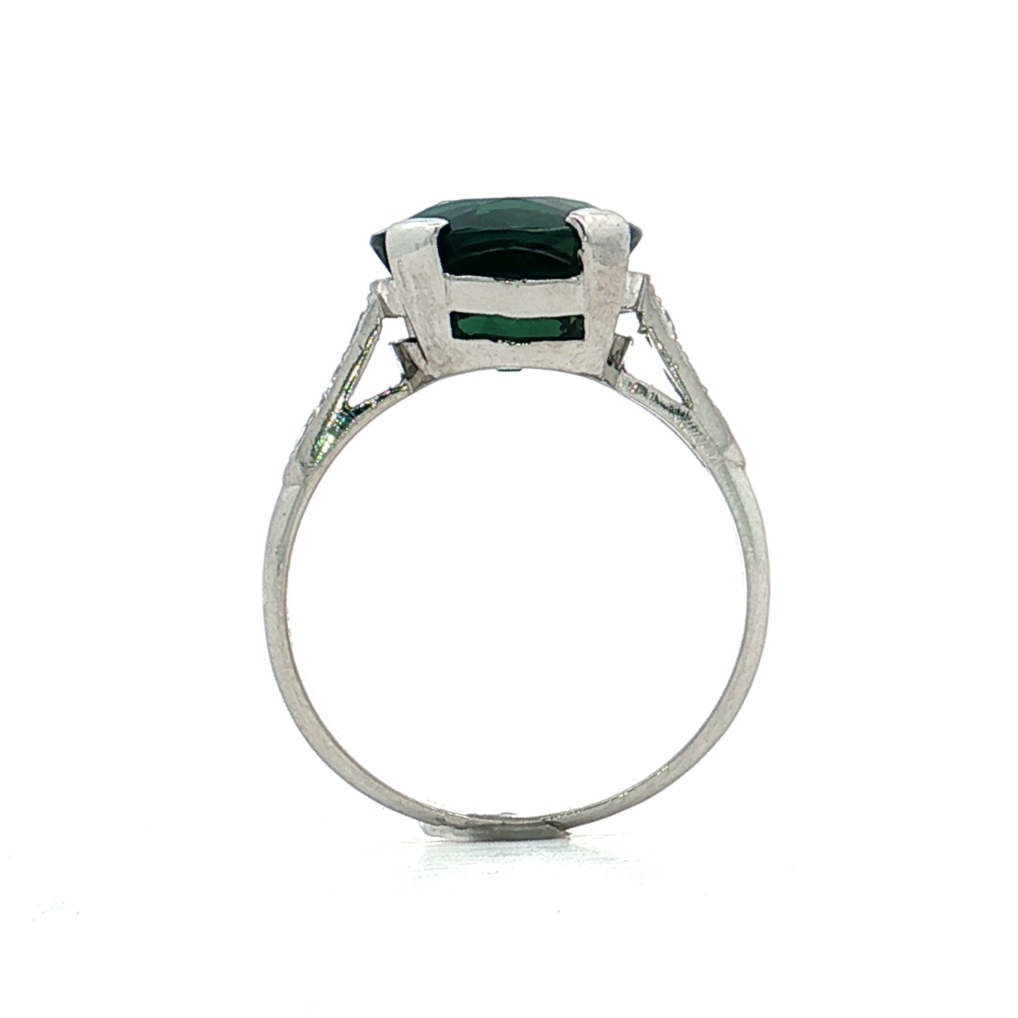 5.20 Vintage Green Sapphire Engagement Ring Platinum