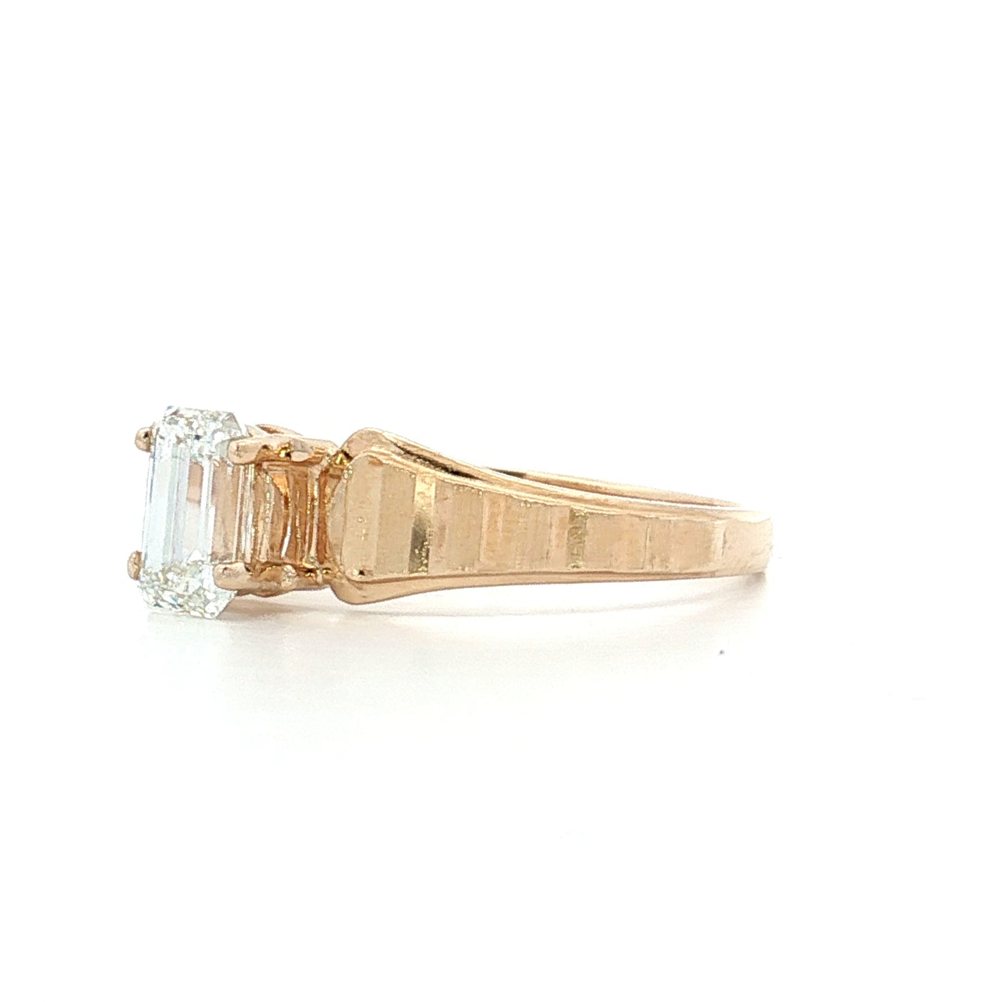 .74 Vintage Emerald Cut Diamond Engagement Ring 14k