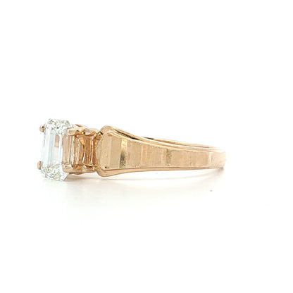 .74 Vintage Emerald Cut Diamond Engagement Ring 14k