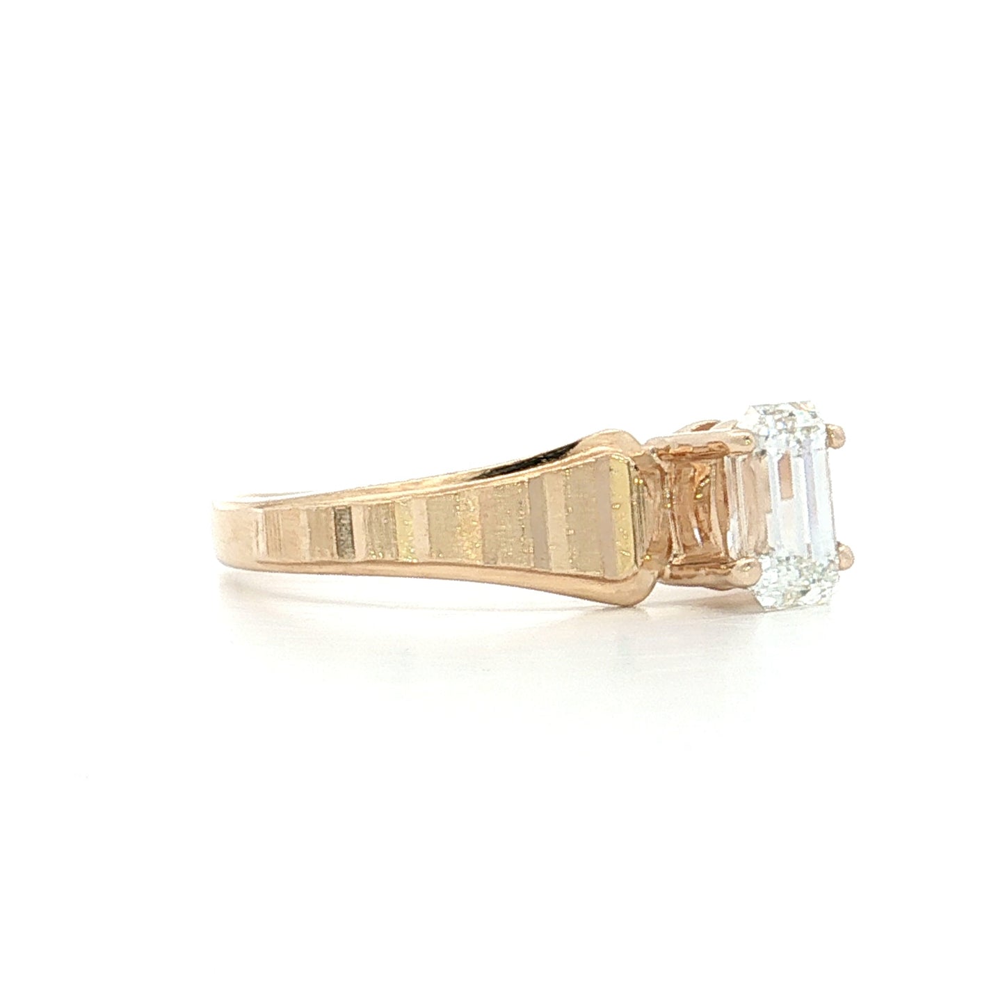 .74 Vintage Emerald Cut Diamond Engagement Ring 14k